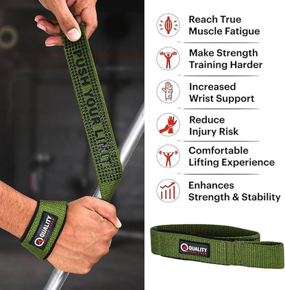 QTF Lifting Wrist Straps for Weightlifting, Gym Wrist Wraps Padded Wrist Support Wraps, Bodybuilding, Powerlifting, Deadlifting and Secure Grip