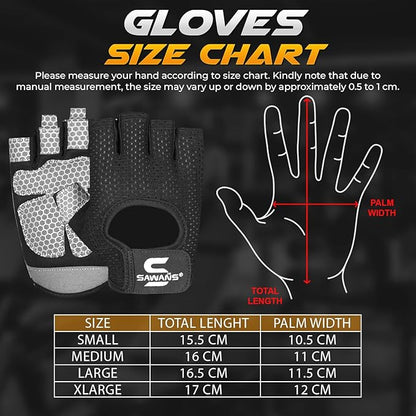 SAWANS Workout Gloves for Men and Women Weight Lifting Gloves Gym Fitness Exercise Cycling Pull ups Microfiber Lightweight Breathable Non-Slip Silicone Padded Palm Grip Protection