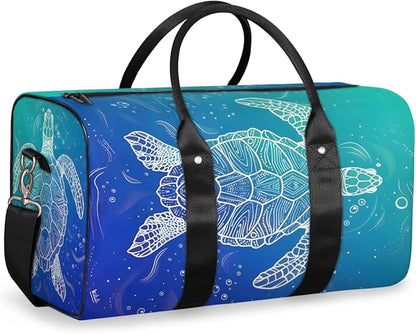 Sea Turtle Coral Travel Duffel Bag Sport Gym Bag Weekender Overnight Bag carry on bag Training Shoulder for Women Men Boys Girls