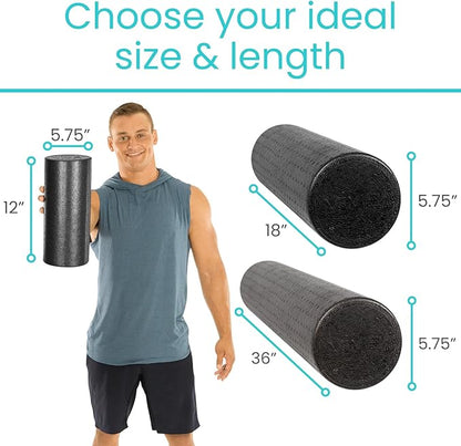 Vive High Density Foam Roller (12 inch) - Large Foam Roller for Exercise, Physical Therapy, Yoga, Pilates, Stretching - Pain Relief Massager for Trigger Point, Deep Muscle Massage, Myofascial Release