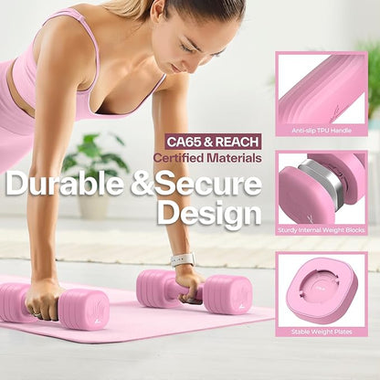 Adjustable Dumbbell Set of 2: Sportneer 4 in 1 Free Weights Dumbbells Set for Women, Hand Weights for Women at Home, Each 2lb 3lb 4lb 5lb Weights with Soft Rubber Handle for Home Gym Exercise Training