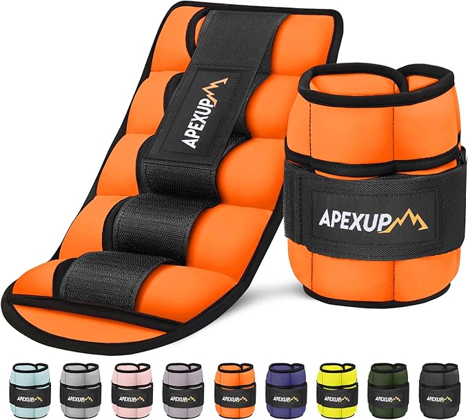 APEXUP 10lbs/Pair Adjustable Ankle Weights for Women and Men, Modularized Leg Weight Straps for Yoga, Walking, Running, Aerobics, Gym, Physical Therapy