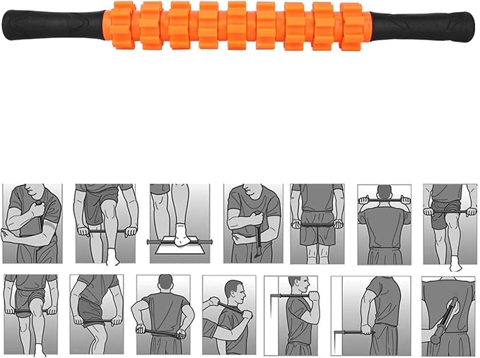 Muscle Roller Stick, High Strength Relaxation Roller Muscle Massage Sticks Fitness Sport Fascia Rods for Home Gym (Orange)