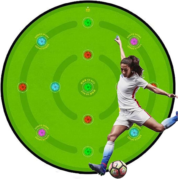 1.4M Agility Training Soccer Training Mat,10MM Thickness Non-Slip Football Skills Footstep Mat,with 13 Reaction Training Lights - 7 Training Modes,for Kids/Adult Fitness, Sports Training