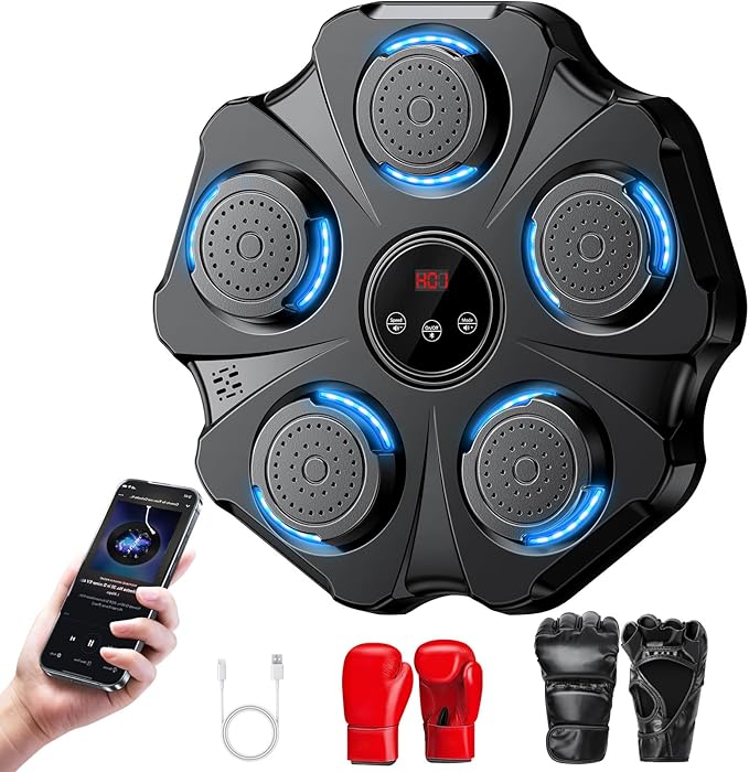 2025 Upgraded Music Boxing Machine - Interactive Punching Trainer, Large Size Wall Mounted Electronic Boxing Target with Adult & Kids Gloves, 9 Modes & 9 Speeds for Adults & Kids