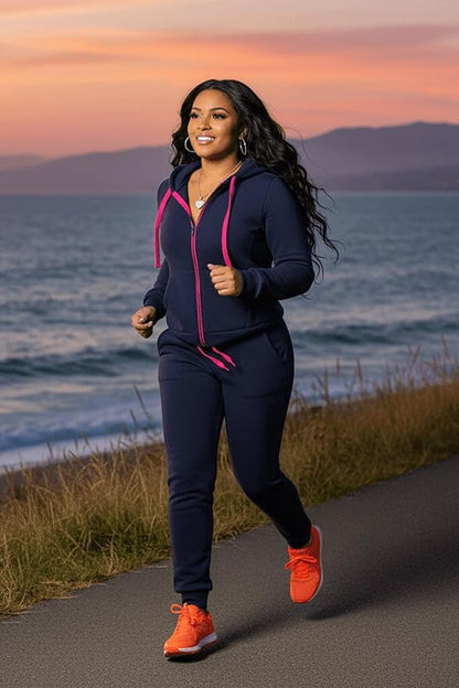 CLOCOR Track Suits for Women Set - Casual 2 Piece Outfits Sweatsuit Pocket Hoodies Long Sleeve with Patchwork Pants Set