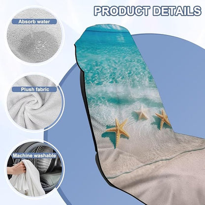 Bulopur Beach Starfish Car Seat Towel Cover After Gym Workout Beach Swimming Sweating Car Seat Cover Fits for Car SUV Sedan Truck Front Seats