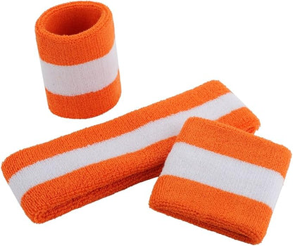 ONUPGO Sweatband Set Sports Headband Wristband Set Sweatbands Terry Cloth Wristband Wrist Sweatband Headbands Moisture Wicking Sweat Absorbing Head Band