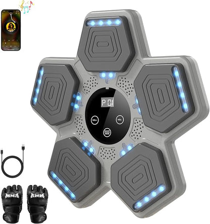 2026 Music Boxing Machine for Adults and Kids, Smart Bluetooth Boxing Training Equipment with Gloves Wall Mounted, Workout Punching Machine for Home,Office and Gym