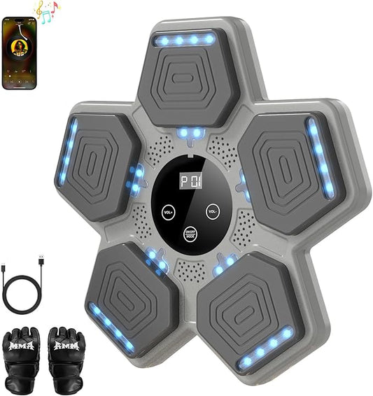 2026 Music Boxing Machine for Adults and Kids, Smart Bluetooth Boxing Training Equipment with Gloves Wall Mounted, Workout Punching Machine for Home,Office and Gym