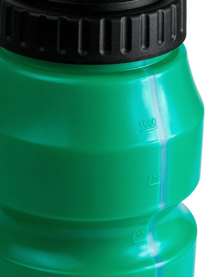 Cannon Sports 1 Liter Sports Water Bottle, BPA-Free, 34 Oz Capacity, Large Mouth, 2 lids (Straw and Squeeze), Great For Helmet Sports Such As Hockey, Lacrosse, Football, Boxing (6 Pack) (Green)