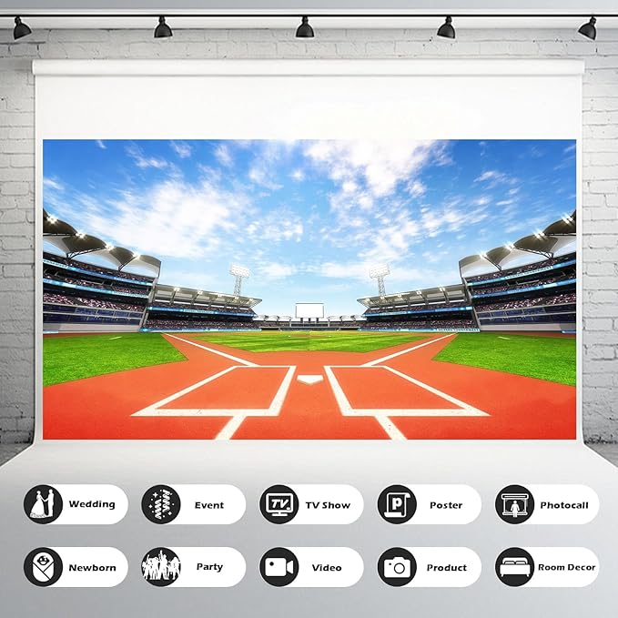Baseball Backdrop Baseball Field Stadium Photography Background Outdoor Sport Theme Kids Boys Birthday Party Banner Decorations Sport Games Adults Portrait Video Studio Prop Decor 20x10ft
