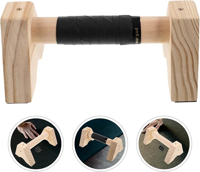 Mikinona Wooden Push up Bars Set 2pcs Beech Wood Non-slip Parallettes Handles for Men Women Strength Training Calisthenics Floor Pushup Equipment Home Workout