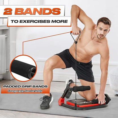 Yes4All Ab Crunch Machine For Total Body & Core Abdominal, Situp Lockable With Ergonomic Foam Handle & 2 Resistance Bands