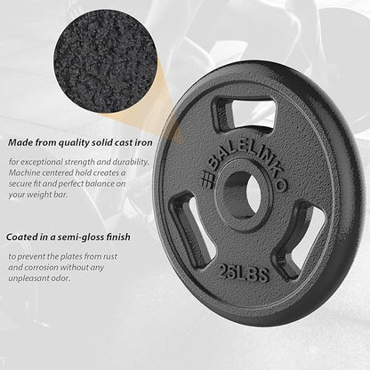 Balelinko Cast Iron 2-Inch Olympic Grip Plate Weight Plate for Strength Training, Weightlifting and Crossfit