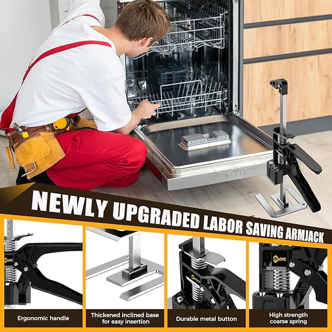 Labor Saving Arm Jack Handle 15 in Furniture Jack Drywall Lift for Wall Tile Locator, Multi Function Height Adjustment, Door Panel, Lever Arm Tool Board Weight 365lb, Lift Range 9.8In