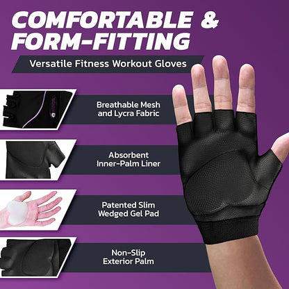 Wrist Assured Gloves - Slim Gel Pad & Absorbent Inner Liner, Workout Gloves for Women & Men, Yoga & Pilates