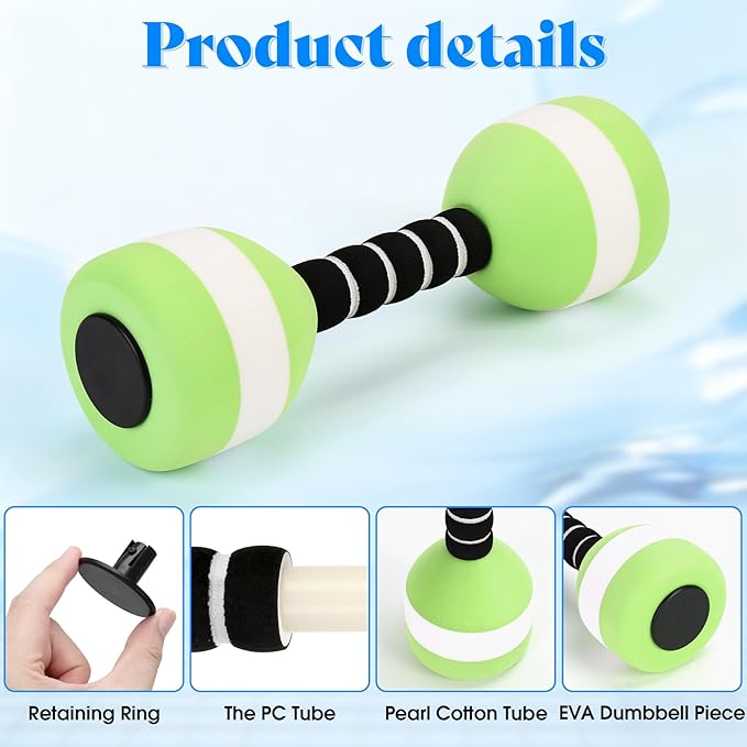 Aquatic Dumbbells, 2PCS EVA Foam Water Weights, Aquatic Exercise Dumbbells for Adults Youth Women Water Workouts Tools