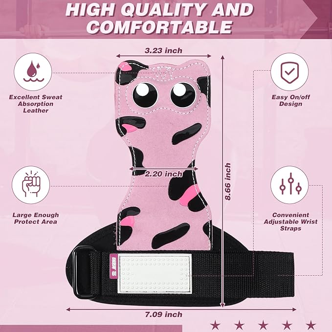 Lifting Wrist Straps Weight Lifting Grips with Cushion Wrist Loop Gym Workout Straps Double Layer Leather with Storage Pouch for Women and Men Deadlift Powerlifting Pull Up