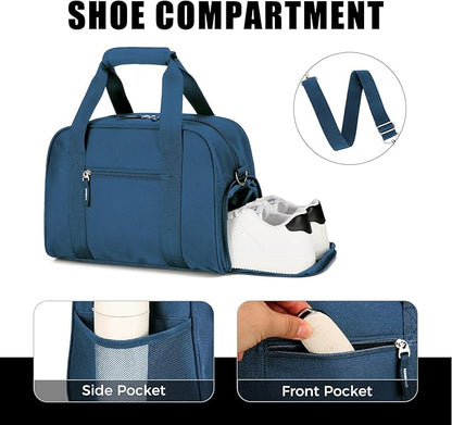 SeaRock 14 inch Small Gym Bag for Men & Women, Mini Duffle Bag with Shoe Compartment, Carry On Duffel Bag for Travel Sports, Navy Blue