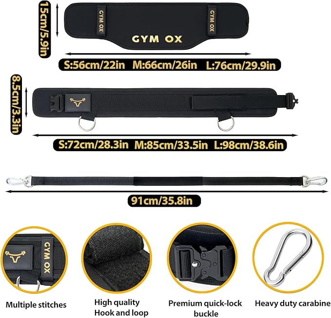 2-in-1 Weightlifting Belt & Dip Belt with Quick-Release Aluminum Buckle - Hybrid Squat Belt for Core Support & Weighted Pull Up Belt with High-Strength Strap - Heavy Duty Neoprene Gym Belt for Men & Women