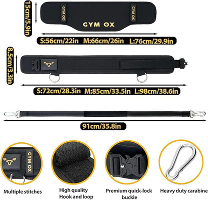 2-in-1 Weightlifting Belt & Dip Belt with Quick-Release Aluminum Buckle - Hybrid Squat Belt for Core Support & Weighted Pull Up Belt with High-Strength Strap - Heavy Duty Neoprene Gym Belt for Men & Women