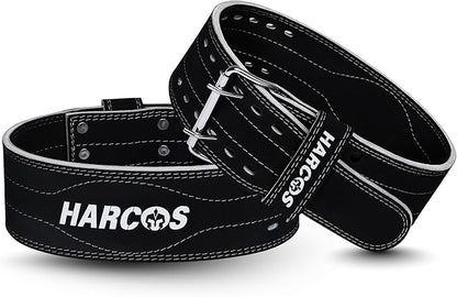 Harcos USPA/IPL Competition Approved 8mm Leather Weightlifting Belt for Men and Women - Heavy Duty Gym Belt for Lifting, Squats, Deadlifts, Powerlifting, Back Support IPF for Fitness Workout