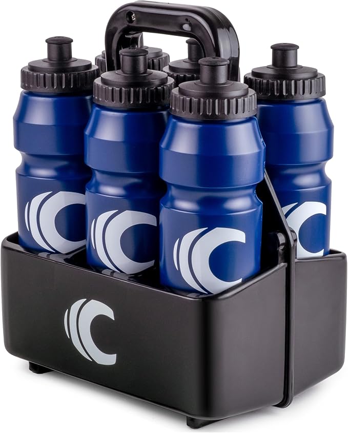 Cannon Sports 1 Liter Sports Water Bottle, BPA-Free, 34oz Capacity, Large Mouth, 2 lids (Straw & Squeeze) with Carrier, Great For Helmet Sports Such As Hockey, Lacrosse, Football, Boxing (Navy)