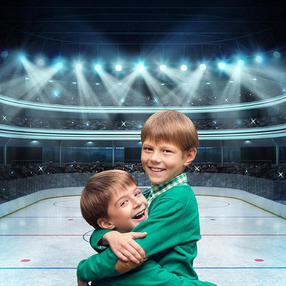 Ice Hockey Backdrop Hockeys Stadium Arena Ice Rink Photography Background Sport Stage Lights Spotlight ICES Hockeyed Match Games Backdrop Decors ICES Hockey Stadium Arena Poster10x6.5ft