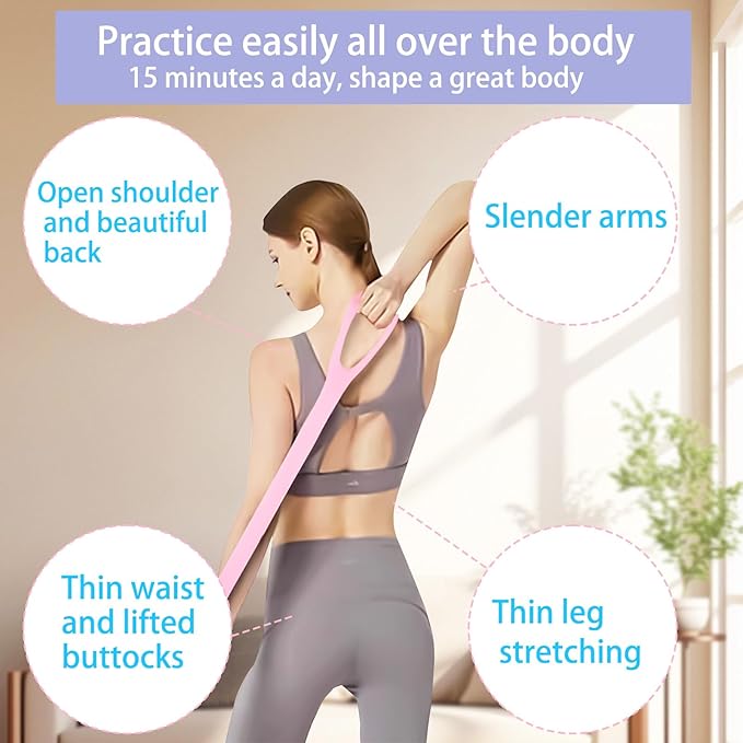 Figure 8 Resistance Bands for Yoga Pilates and Fitness Elastic Stretching Resistances Band for Arms, Back, Shoulders, and Chest Workouts, Versatile Pilates Equipment for Women and Men (3 Pack)