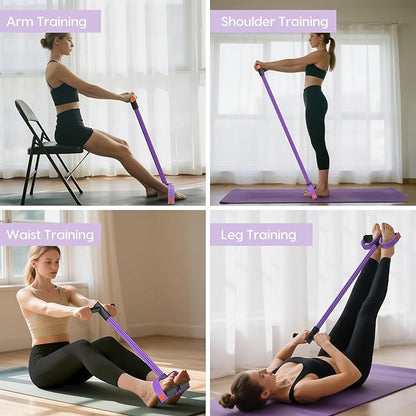 Resistance Bands with Handles, 6-Tube Elastic Foot Pedal Resistance Band, Natural Rubber Ankle Puller Sit-up Exercise, Multifunction Fitness Band for Abdomen, Waist, Arm, Leg Stretching Training