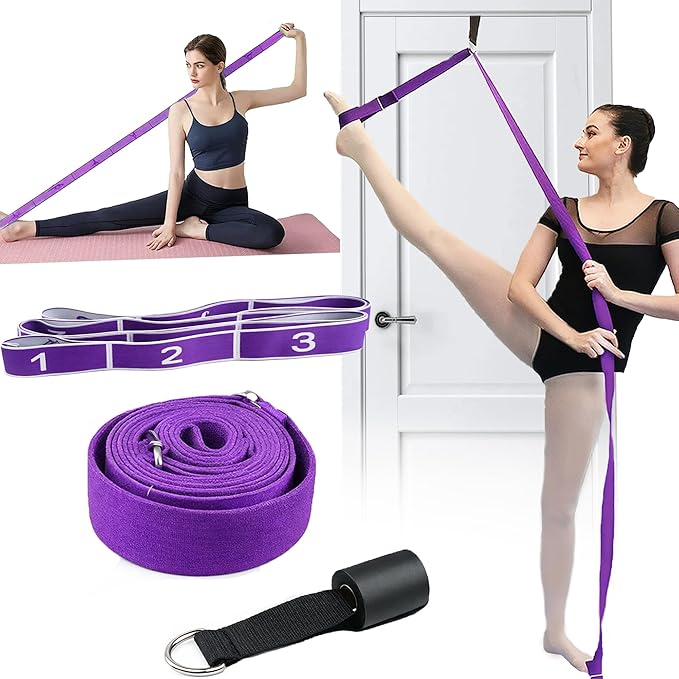 Danzcue Ballet Stretch Strap Set – Professional Dance Flexibility Trainer with Door Anchor, Extra Long Non-Slip Stretching Bands for Ballet, Jazz, Contemporary & Gymnastics