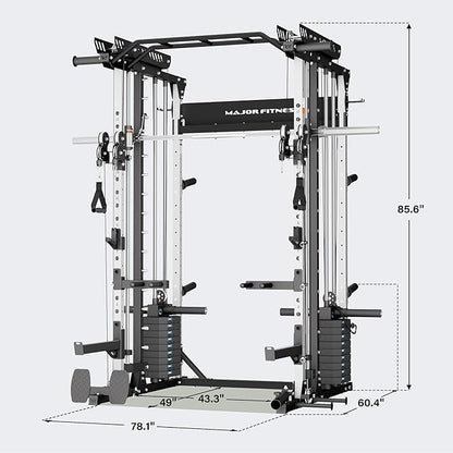Major Fitness Drone MAX V Smith Machine with Weight Stacks, All-in-One Home Gym Squat Rack--2500LB Capacity, Dual LAT Pull-Down Systems & Cable Crossover Machine, Heavy-Duty Full-Body Workout Machine