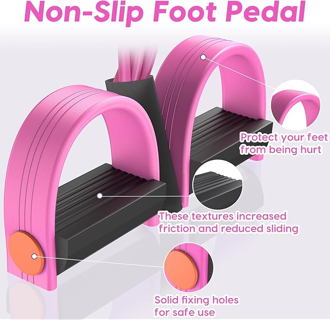 Resistance Bands with Handles, 6-Tube Elastic Foot Pedal Resistance Bands, Natural Rubber Ankle Puller Sit-up Exercise, Multifunction Fitness Band for Abdomen, Waist, Arm, Leg Stretching Training