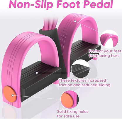 Resistance Bands with Handles, 6-Tube Elastic Foot Pedal Resistance Bands, Natural Rubber Ankle Puller Sit-up Exercise, Multifunction Fitness Band for Abdomen, Waist, Arm, Leg Stretching Training