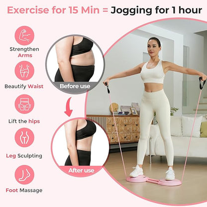 Waist Twisting Machine Exercise - Ab Twister Board MAX 300LBS | Intelligent Counting Lap & Calorie & Time, with 2 Resistance Bands | 3 Adjustable Distances to Suit Different Exercise Needs