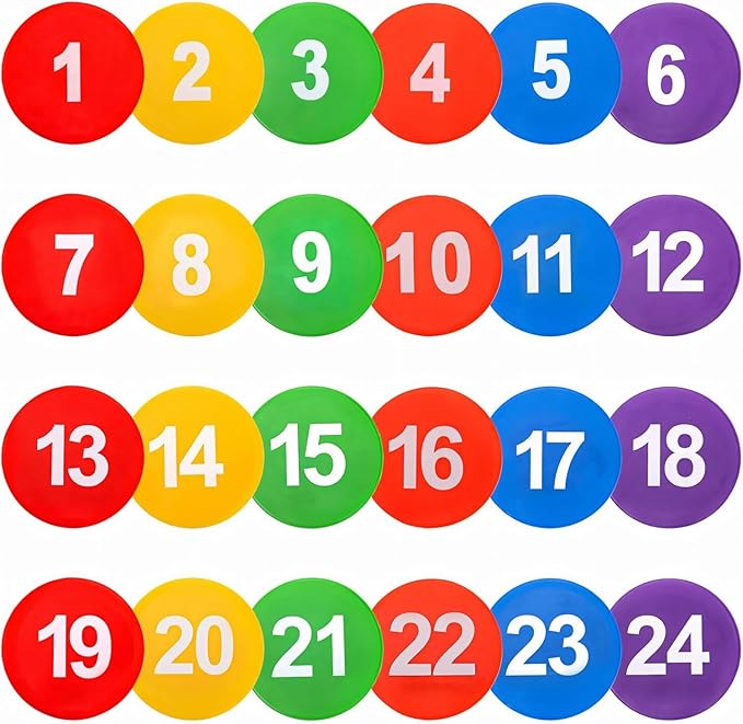9 Inch Poly Spots, 10/24 Anti-Slip Spot Markers Floor Spots, Waterproof Flat Filed Cones Poly Dots for Agility Drills, Basketball, Football Training, Sport Activities and Exercise