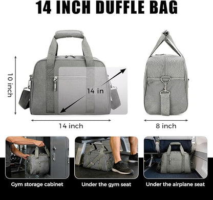 SeaRock 14 inch Small Gym Bag for Men & Women, Mini Duffle Bag for Travel Sports, Lightweight Carry On Duffel Bag, Gray