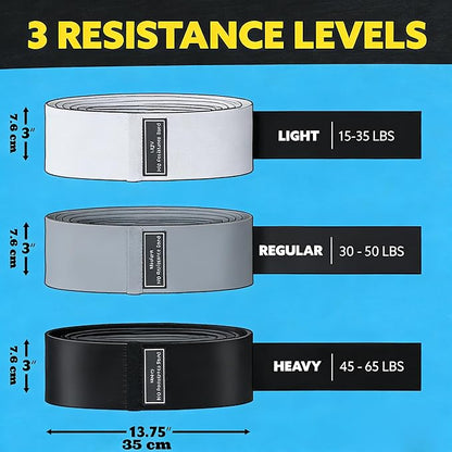 Resistance Bands Set of 3, Light Medium Heavy Exercise Workout Bands for Women Men, Strength Training Elastic Bands for Home Gym, Fitness Pilates Equipment