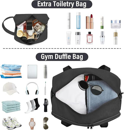 Sports Gym Bag for Women, Travel Duffle Bag with Shoe Compartment & Wet Pocket, Fitness Yoga Bag