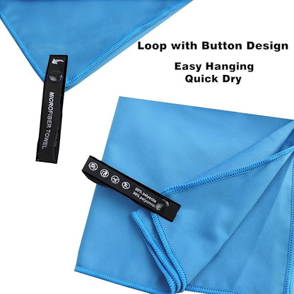 Camping Towel Super Absorbent, 16 x 32 Inches Quick Dry Microfiber Towel for Travel, Camper, Gym, Yoga - Ultra Compact Beach Towel Lightweight for Sports, Travel, Beach, Swimming, Backpacking (Blue)