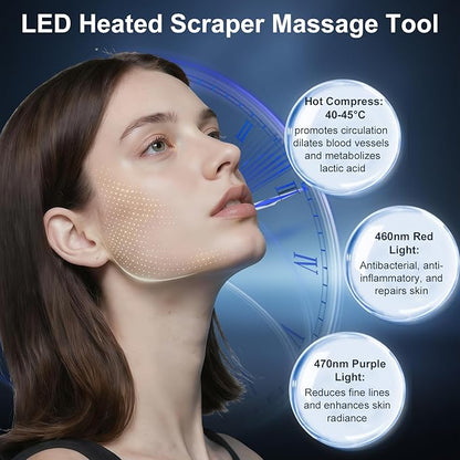 Heated Muscle Scraper Tool-2025 Upgraded Electric Gua Sha Tool for Whole Body Massage Relaxation & Skincare with Light-Care 4 Modes 3 Levels, for Woman,Workers, Athletes Perfect Gifts