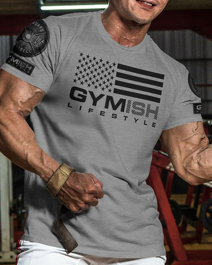 Gymish American Flag Graphic Fitness Tank, Sleeveless Bodybuilding Athletic Tank Top