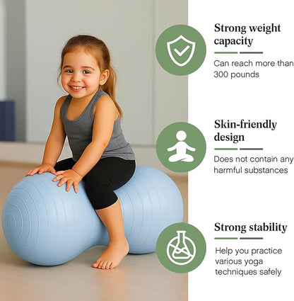 Jexine Peanut Ball for Kids Therapy - 3-Piece Anti-Burst Set, Yoga Balance Exercise Ball for Pregnancy & Home Gym, Includes 1 Pump & 3 Size Options