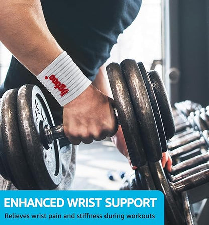 Compression Wrist Bands (2 PCS), High-Elastic Straps Wrist Wraps Wrist Brace for Sports Weightlifting Tennis Basketball Tendonitis Carpal Tunnel Arthritis - Breathable Fabric (White)