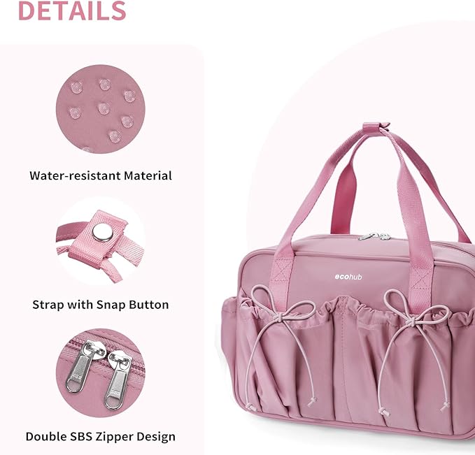 ECOHUB Small Gym Bag for Women, Mini Gym Duffle Bag with Wet Compartment, Bowknot Sports Bag, Cute Gym Tote Bag Dance Yoga Workout Travel Bags Pink