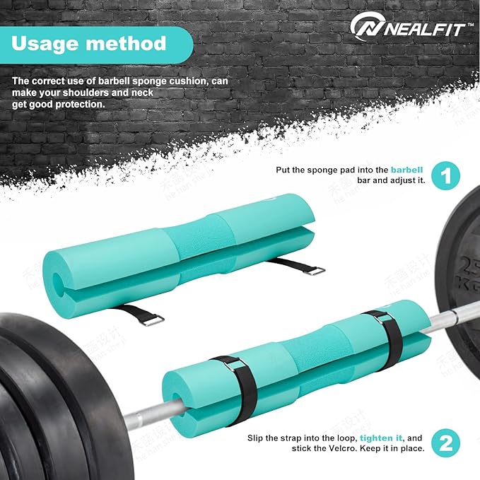 Barbell Pad Squat Pad for Squats—Squat Bar Pad—Great for Weightlifting,Lunges and Hip Thrusts—Foam Sponge Pad—Fit Standard and Olympic Bars Perfectly