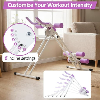 GYMAX Ab Machine, 440LBS Abdominal Workout Equipment with LCD Monitor, Adjustable Incline & Kneed Protection, Folding Compact Ab Trainer for Stomach Workout, Home Gym Core Strength Training