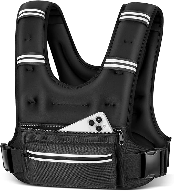 Weighted Vests for Women Men, 8 12 16 20 lb Weighted Vest with Storage Pockets, Rucking Vest with Reflective Stripe, Adjustable Straps Weight Vest for Running, Walking, Workout, Training