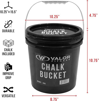 Valor Fitness Chalk Bucket with 16 Chalk Blocks - Portable & Stackable - Gymnastics, Weight Lifting Training, Events, Boxing - Gym Grip Accessories - No Sweat Hands - CH-3
